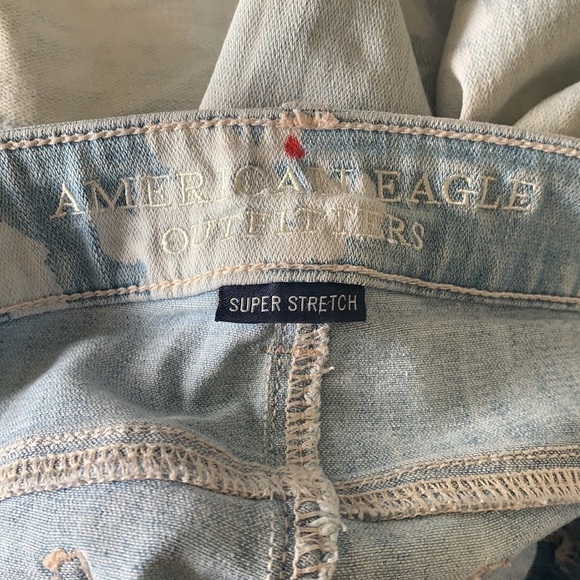 AMERICAN Eagle Floral Bleach Stamp Distressed Jegging Crop Jeans Size 0 - Picture 9 of 14